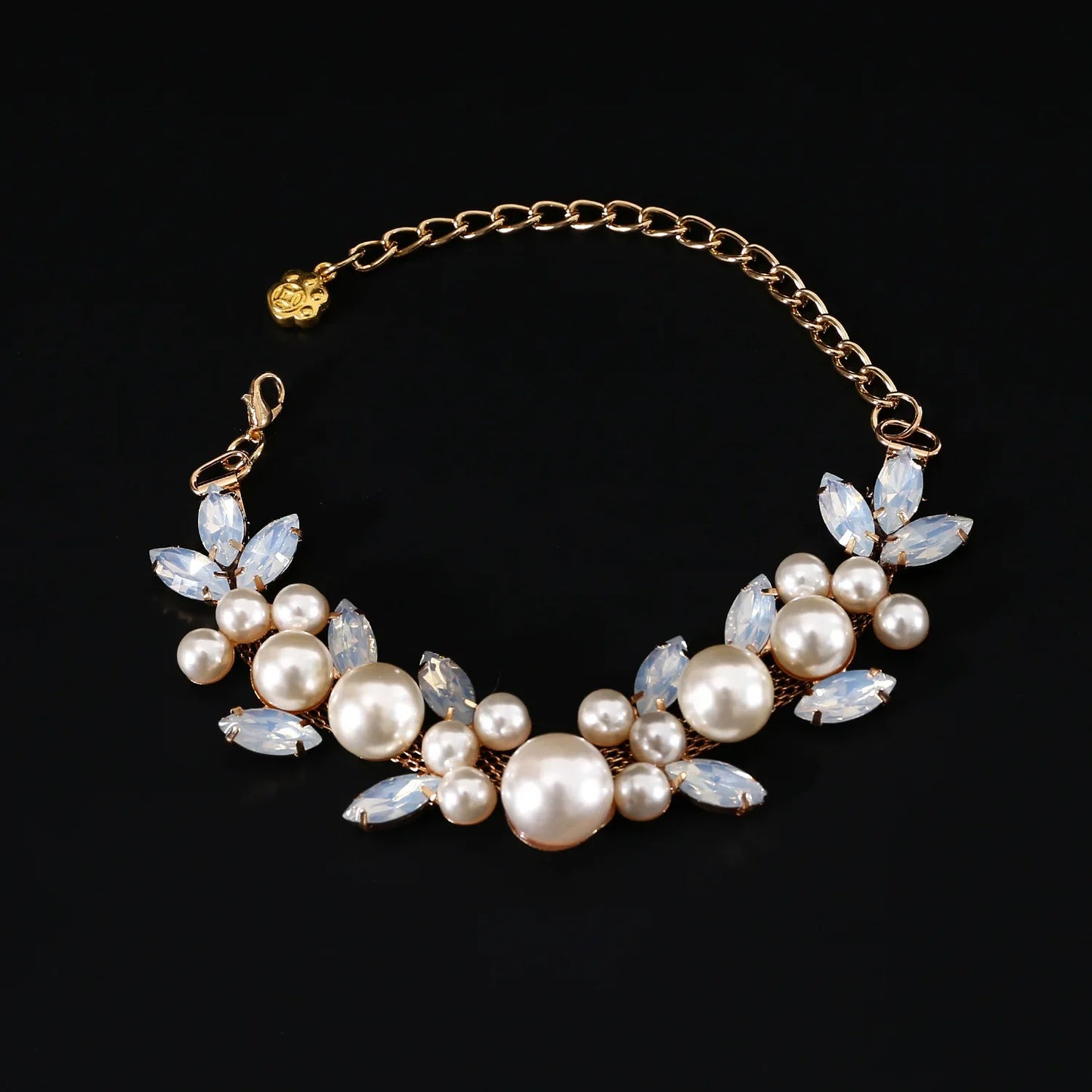 Gemstone & Pearl Pet Collar - Handcrafted Princess Style