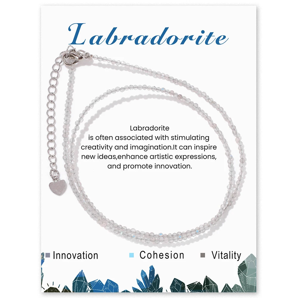 Natural Gemstone Seed Bead Necklace - Delicate 2mm Stone Choker