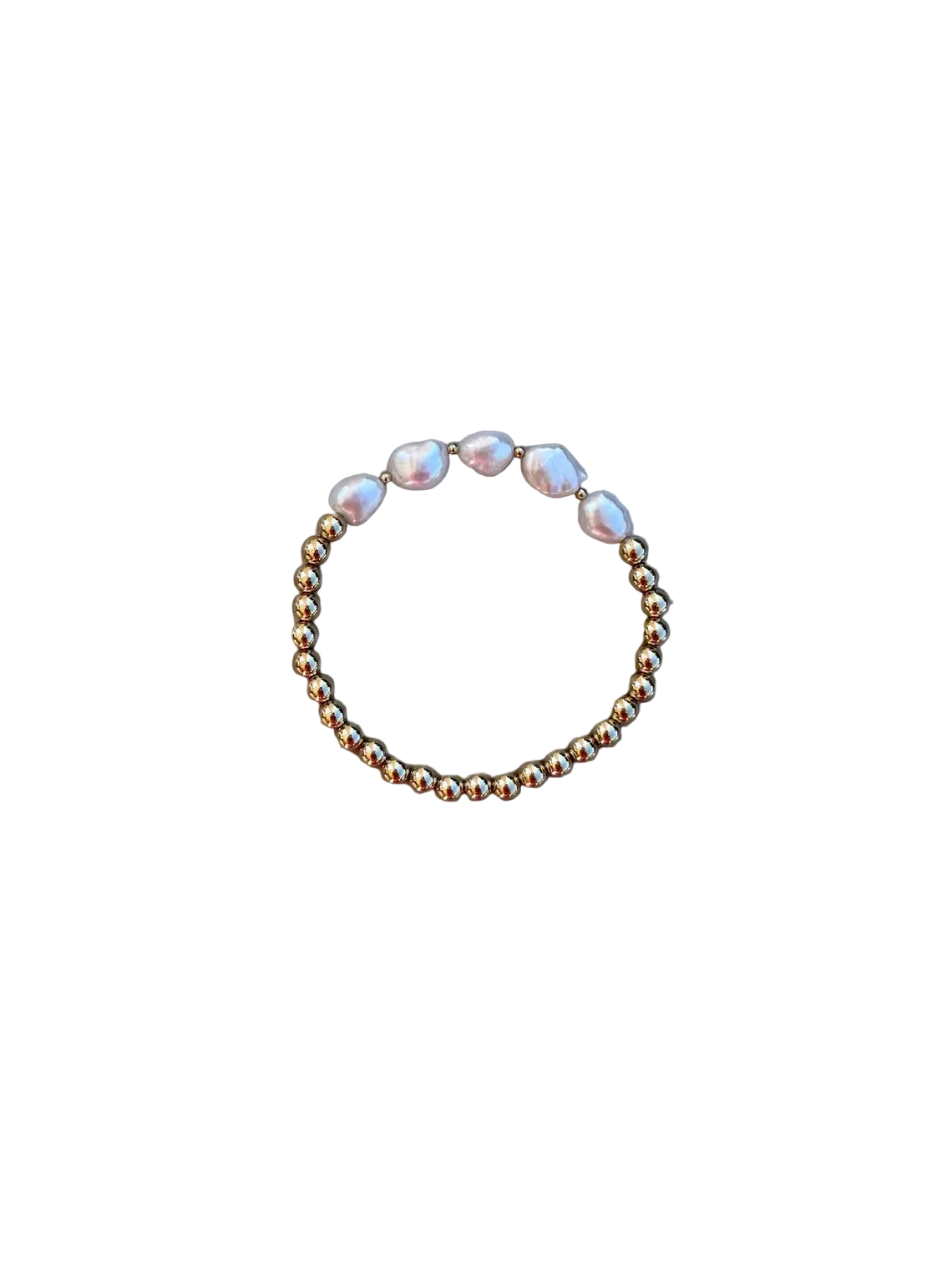 Natural Pearl Stretch Bracelet - 18K Gold Plated Beads Stackable