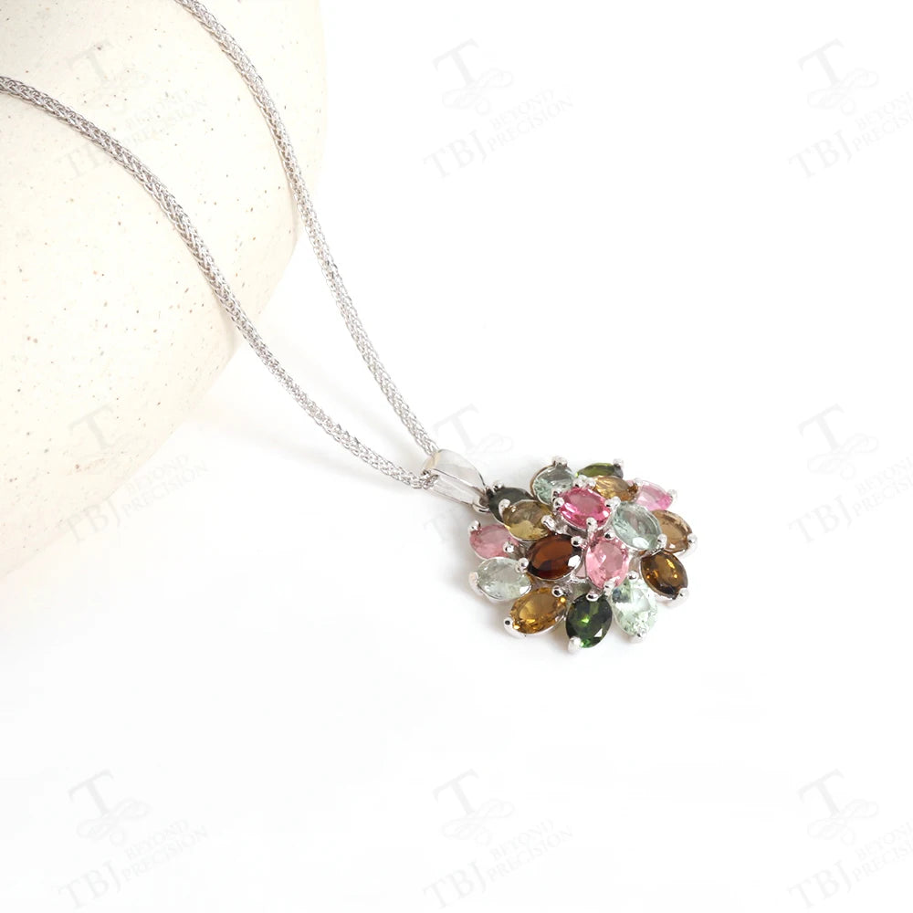 Natural Brazilian Tourmaline Pendant - 925 Sterling Silver Necklace