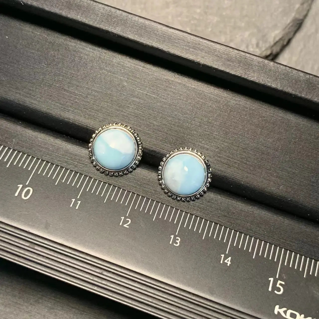 Natural Larimar 925 Sterling Silver Stud Earrings for women Jewelry Gift blue Prevent allergy gem jewelry Genuine stone