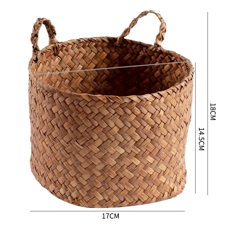 Handwoven Grass Basket | Dried Flower Vase & Boho Home Decor Organizer