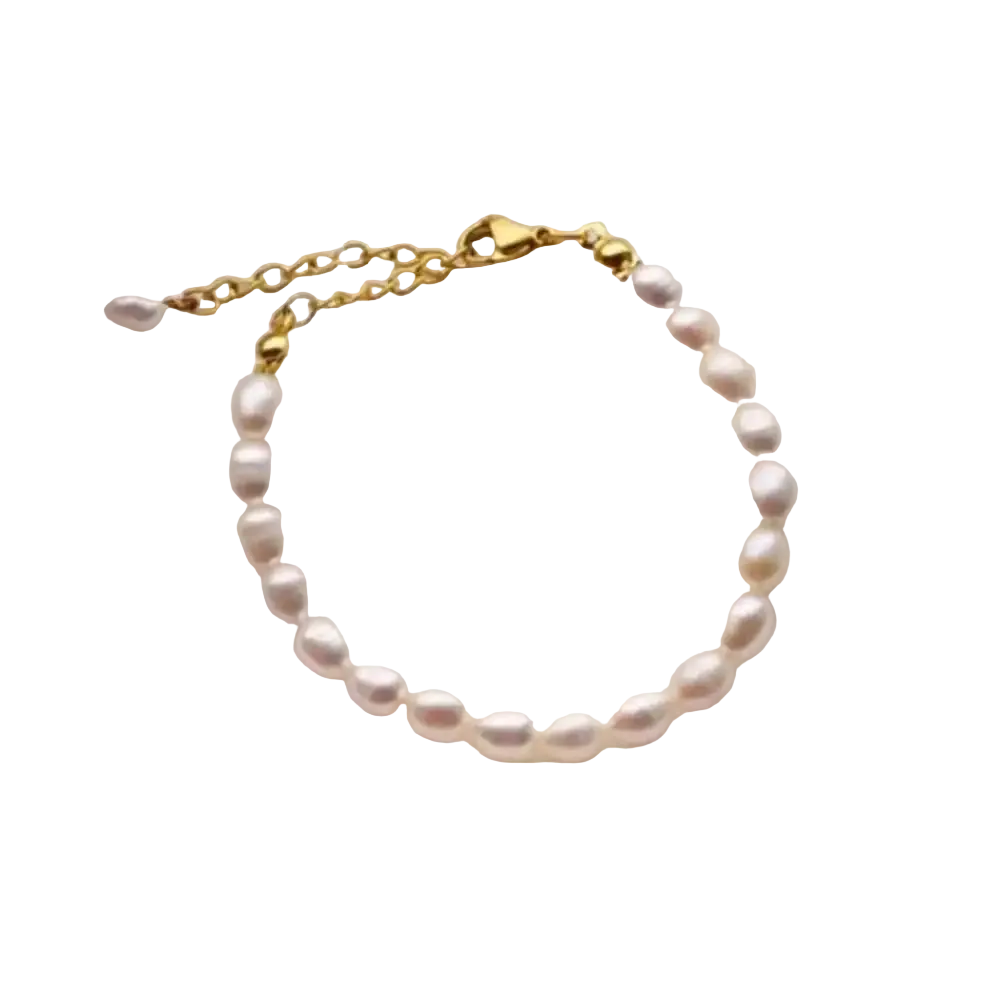 Baroque Rice Pearl Bracelet - 5-6mm Freshwater Pearls with Gift Box