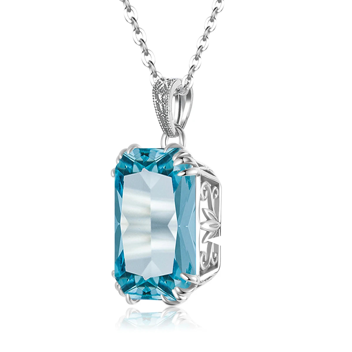 Art Deco Filigree Pendant Necklace - 925 Sterling Silver Vintage Design