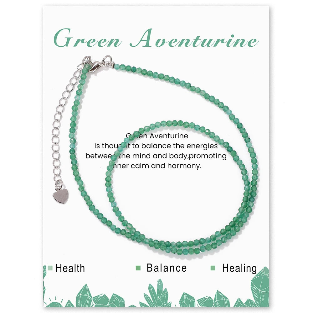 Natural Gemstone Seed Bead Necklace - Delicate 2mm Stone Choker