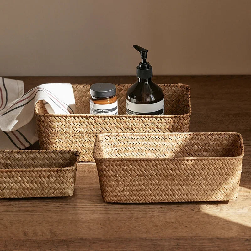 Handwoven Seagrass Storage Basket – Natural Woven Organizer
