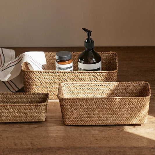 Handwoven Seagrass Storage Basket – Natural Woven Organizer