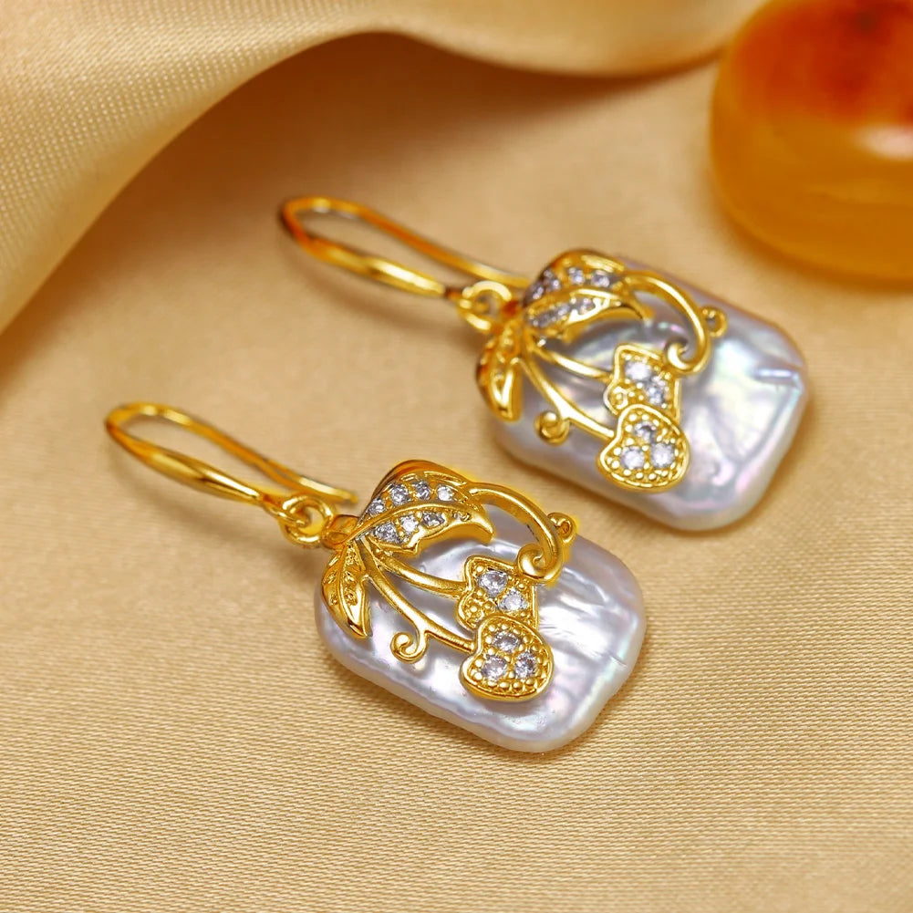 Natural Freshwater Pearl Drop Earrings - 925 Sterling Silver