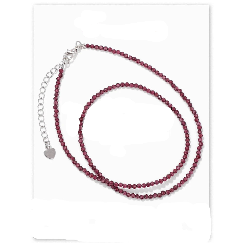 Natural Gemstone Seed Bead Necklace - Delicate 2mm Stone Choker