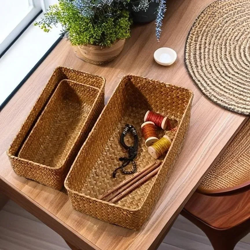 Handwoven Seagrass Storage Basket – Natural Woven Organizer
