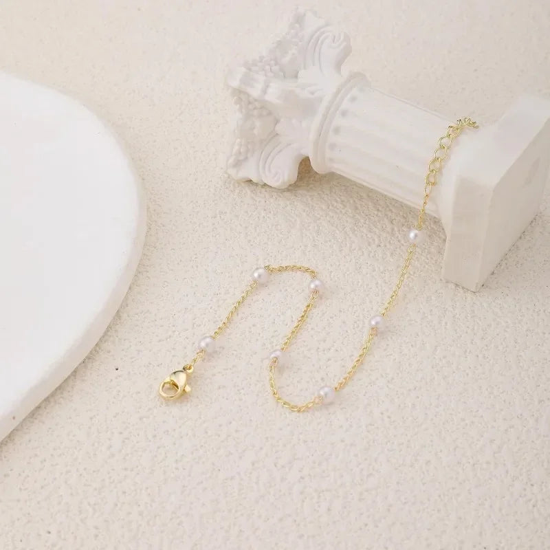 Freshwater Pearl Heart Charm Bracelet - Gold or Silver Plated