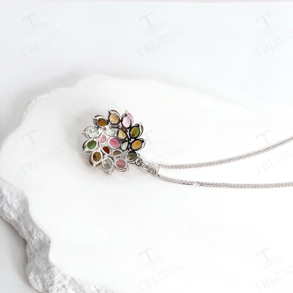 Natural Brazilian Tourmaline Pendant - 925 Sterling Silver Necklace