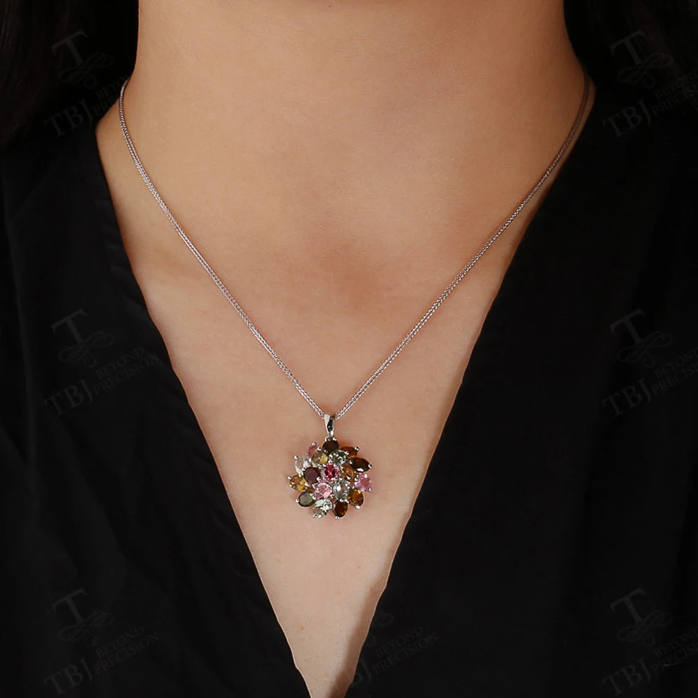 Natural Brazilian Tourmaline Pendant - 925 Sterling Silver Necklace