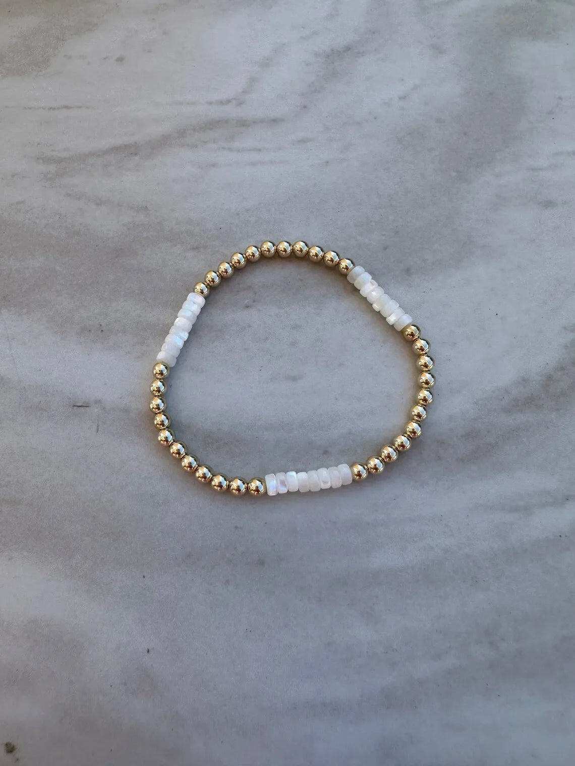 Natural Pearl Stretch Bracelet - 18K Gold Plated Beads Stackable