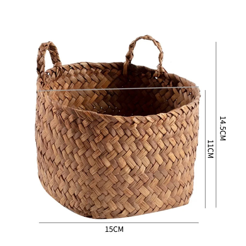 Handwoven Grass Basket | Dried Flower Vase & Boho Home Decor Organizer