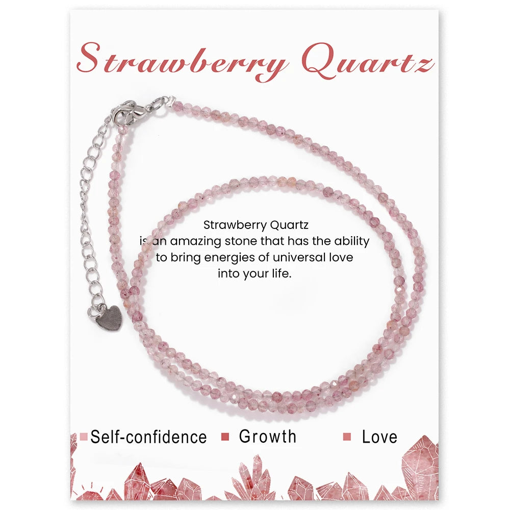 Natural Gemstone Seed Bead Necklace - Delicate 2mm Stone Choker