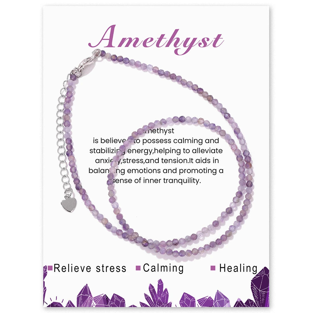 Natural Gemstone Seed Bead Necklace - Delicate 2mm Stone Choker