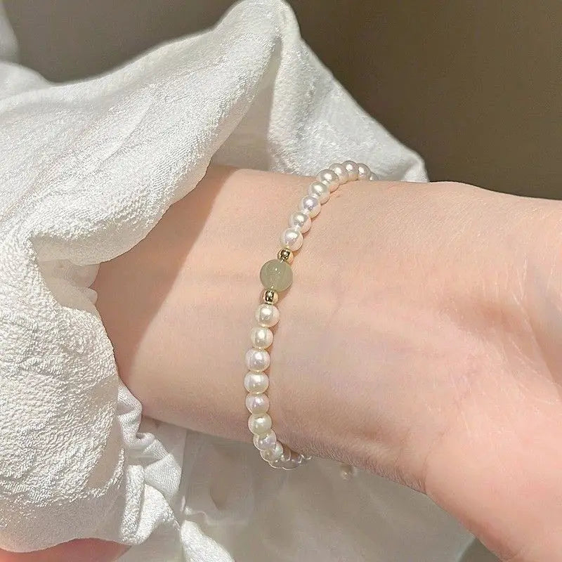 Ultra-Thin Pearl Bracelet - Delicate Natural Stone Design
