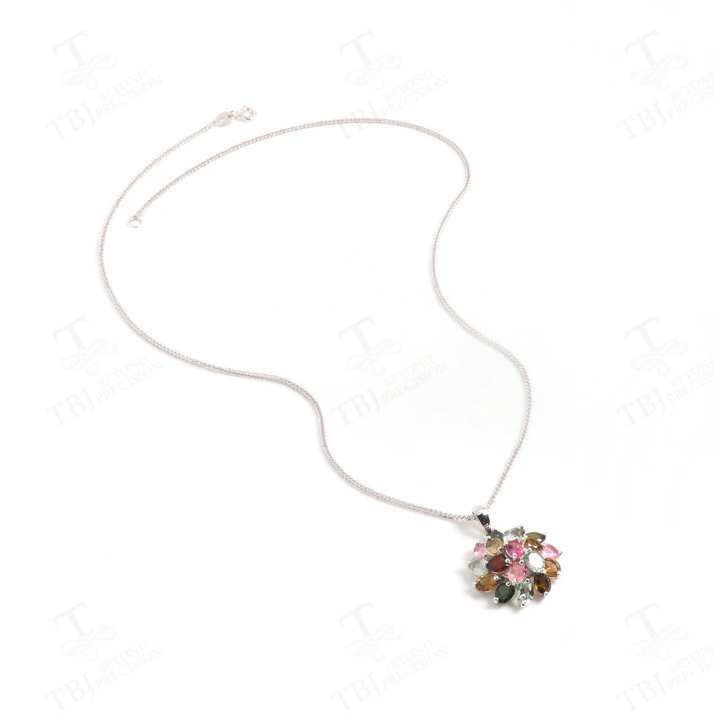 Natural Brazilian Tourmaline Pendant - 925 Sterling Silver Necklace