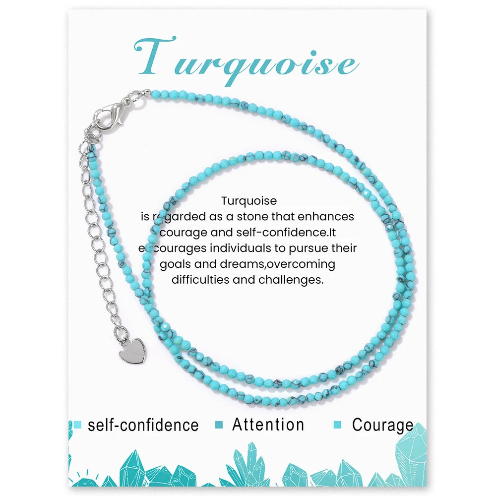 Natural Gemstone Seed Bead Necklace - Delicate 2mm Stone Choker