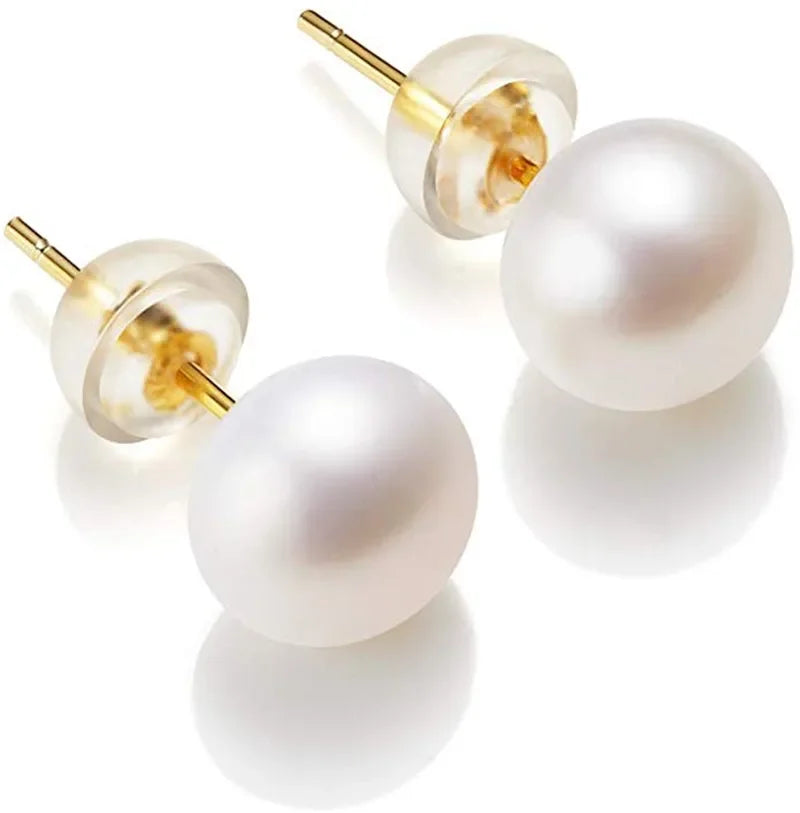 Natural Freshwater Pearl Stud Earrings - AAAA Quality 925 Sterling Silver