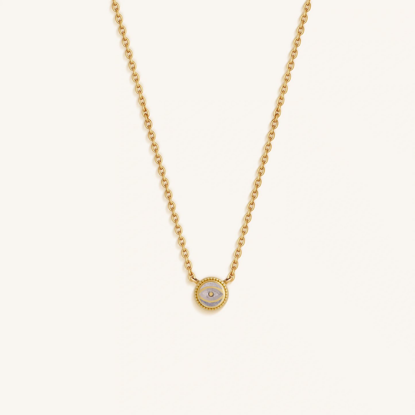 Celestial Shield Moonstone June Birthstone Evil Eye Gold Necklace