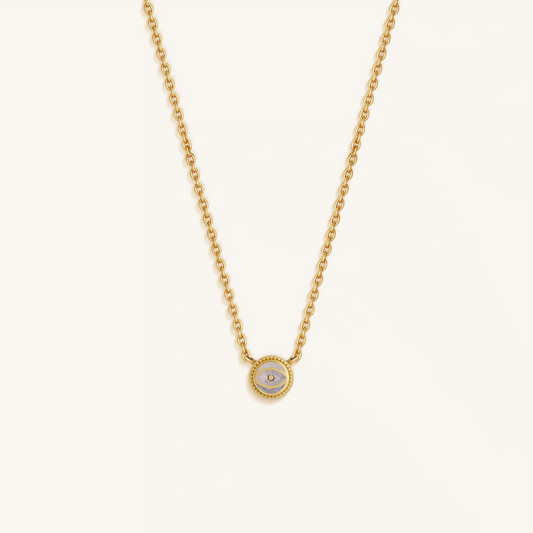 Celestial Shield Moonstone June Birthstone Evil Eye Gold Necklace