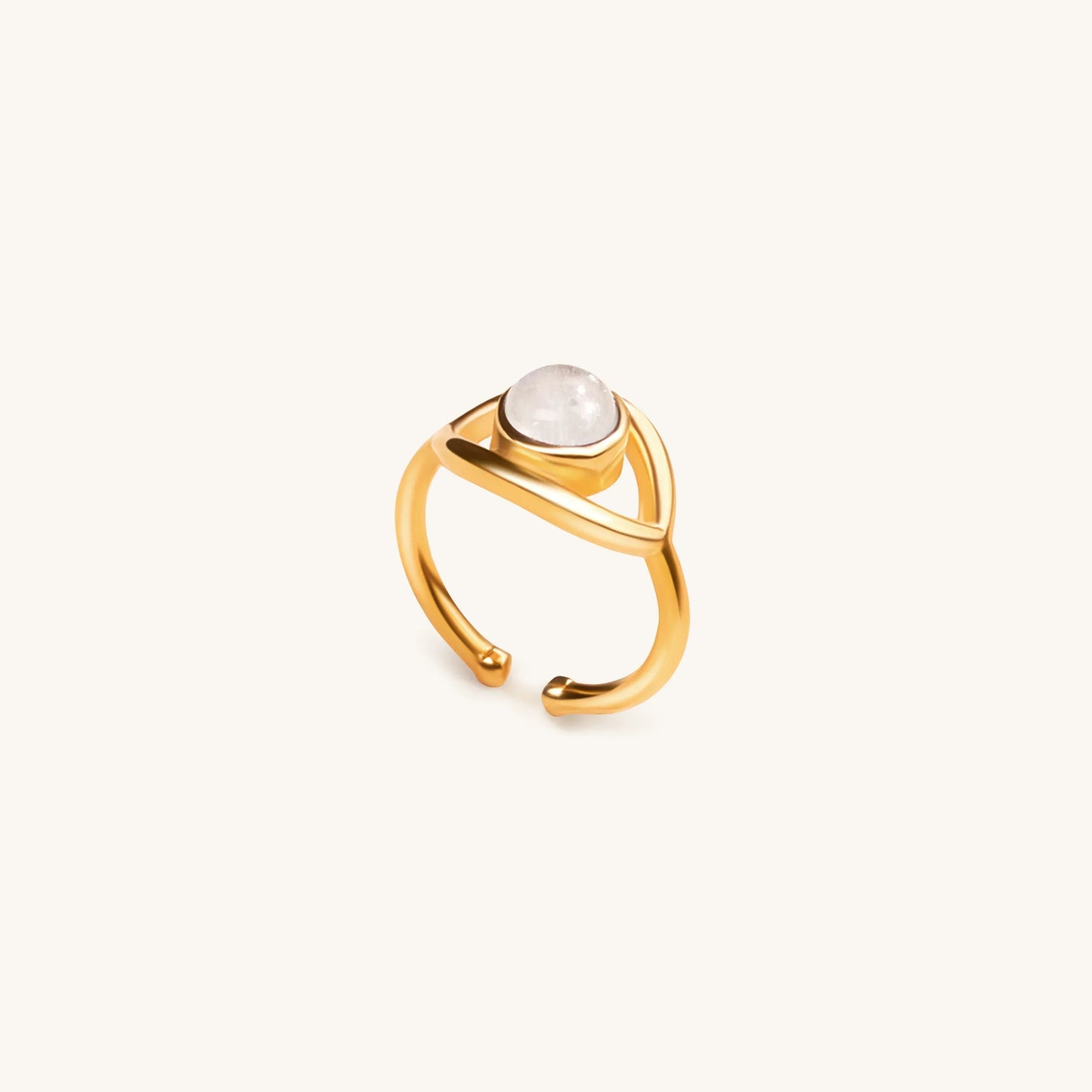 Free Spirit Gold Evil Eye Moonstone Ring