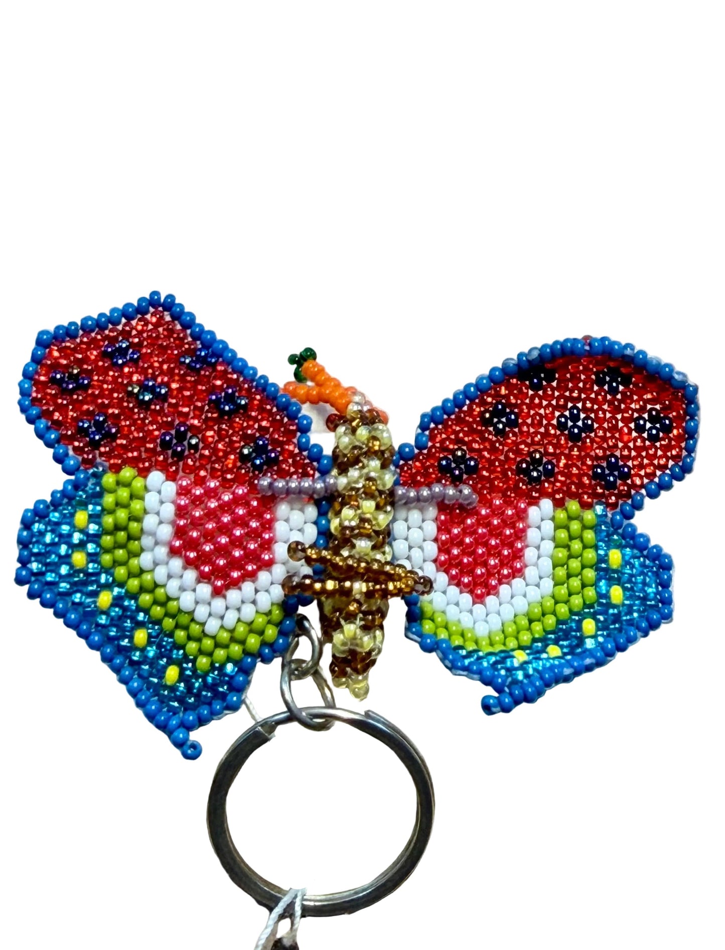 Colorful beaded butterfly keychain 