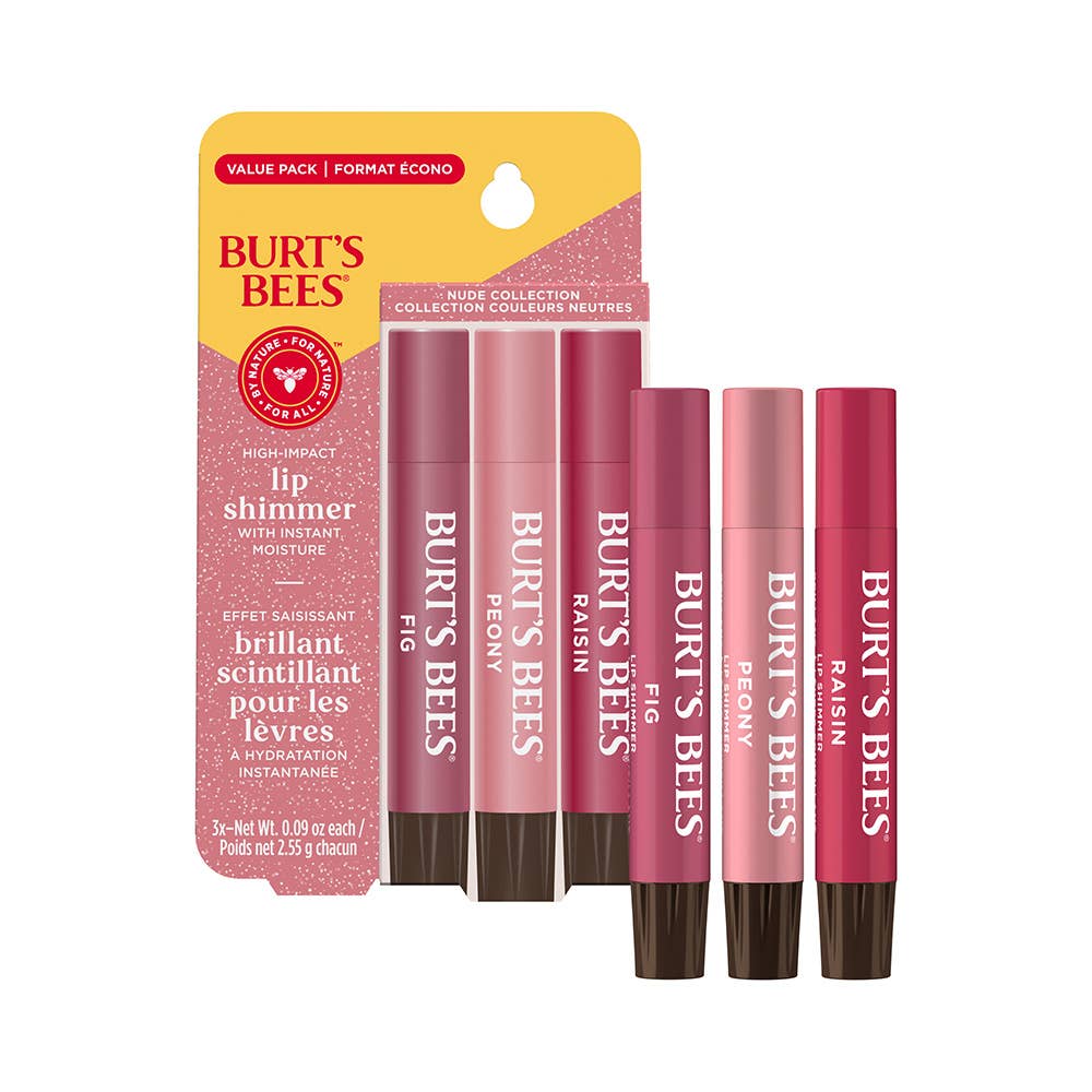 Nude Moisturizing Lip Shimmers With Beeswax, 3 Pack
