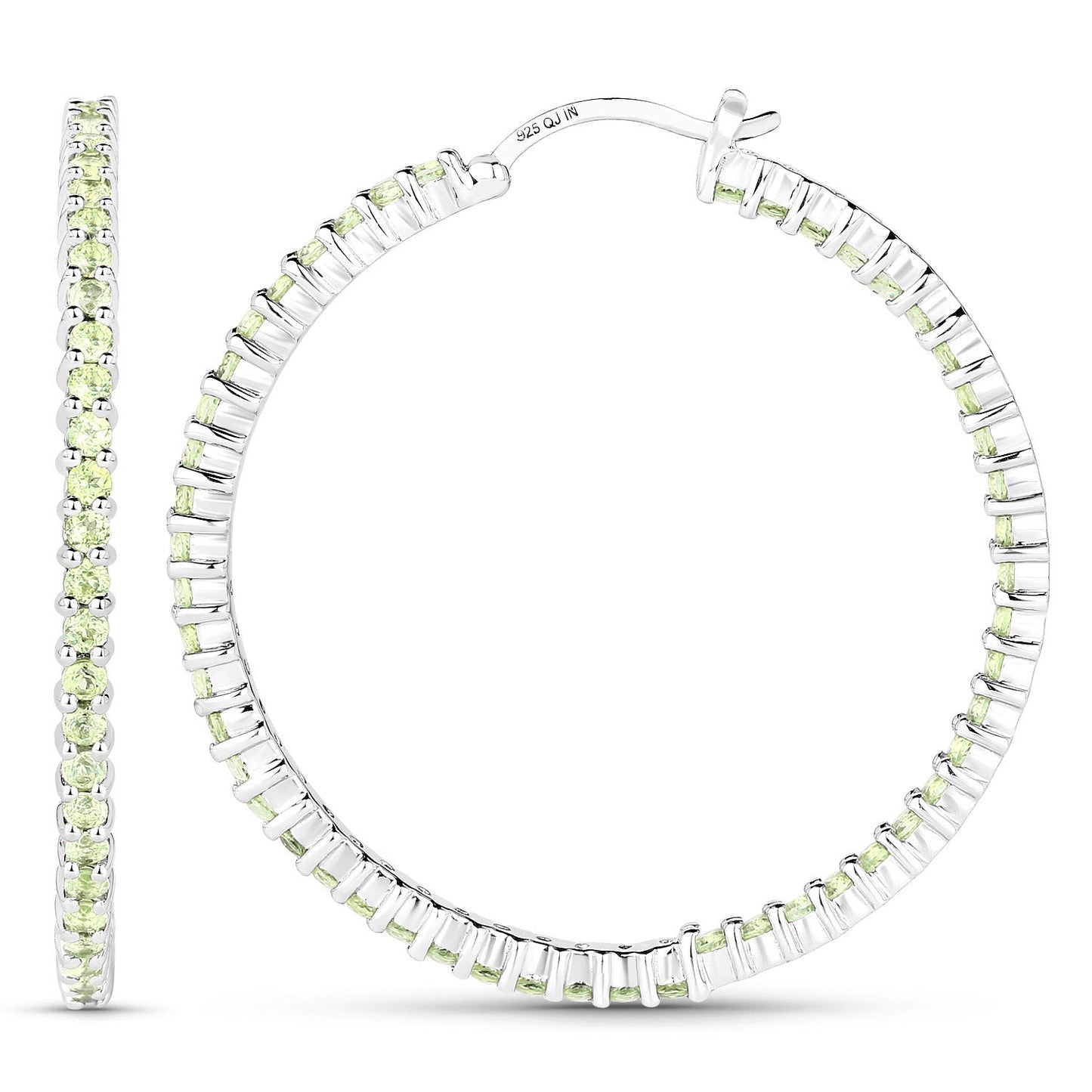 Genuine Peridot Dangle Earrings in .925 Sterling Silver — 3.50 ctw
