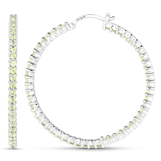 Genuine Peridot Dangle Earrings in .925 Sterling Silver — 3.50 ctw