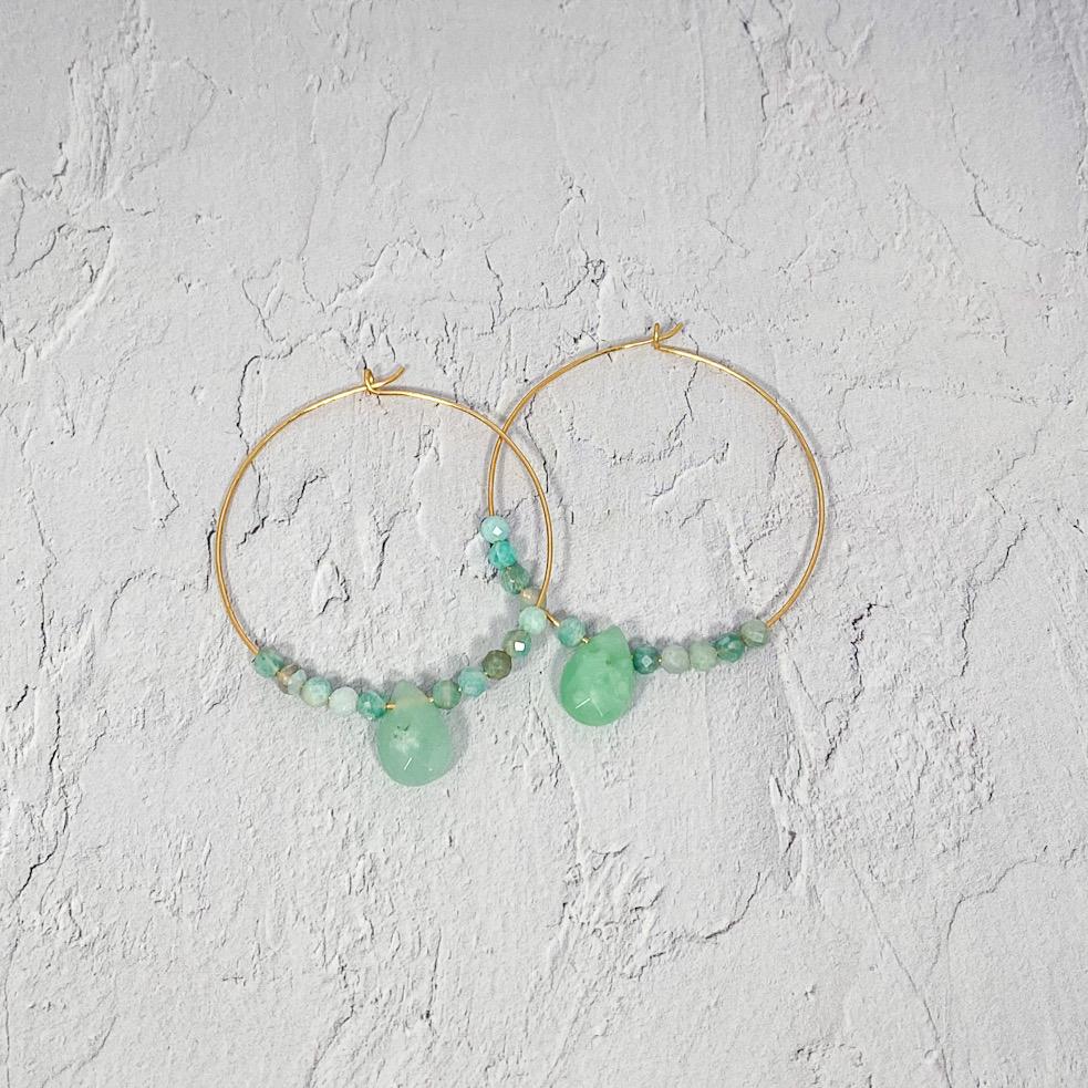 Amazonite & 14K Gold-Filled Hoop Earrings – Teardrop Gemstone Dangle