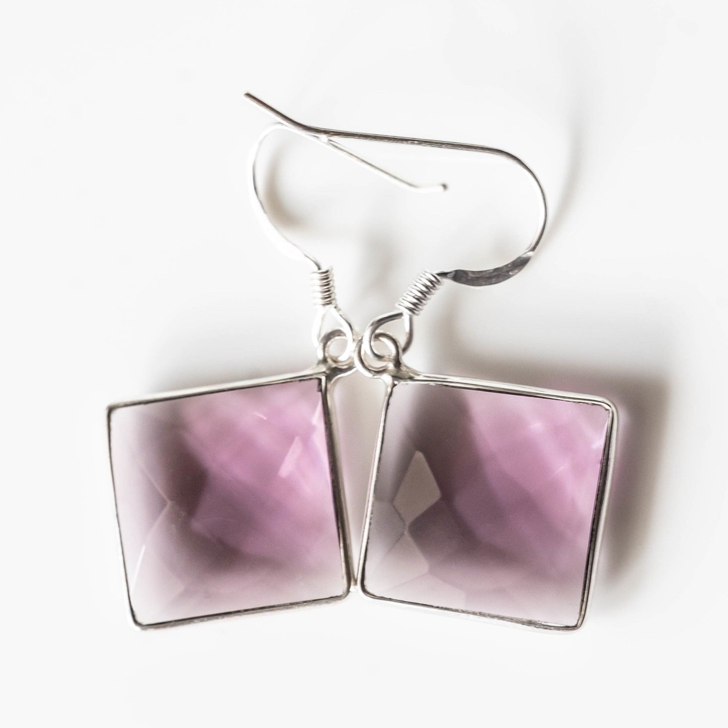 Amethyst Square Drop Earrings