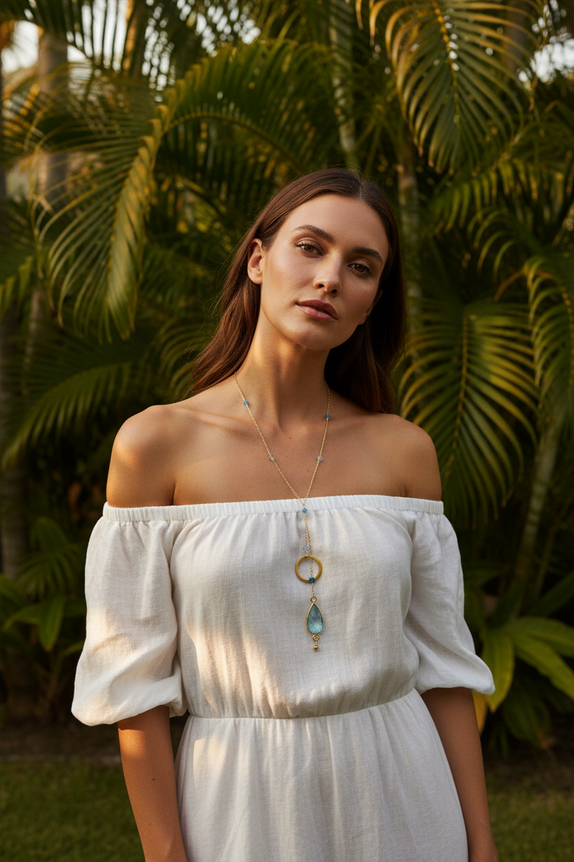 Aquamarine Quartz Ballet Necklace — Tropical Lifestyle