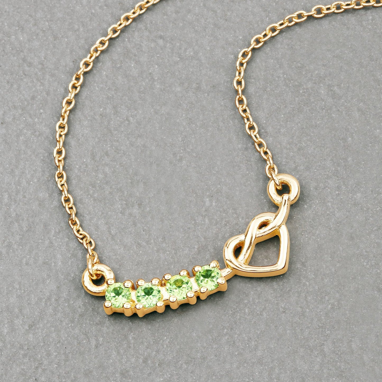 Genuine Peridot Heart Necklace in 18K Gold Plated Sterling Silver — 0.28 ctw
