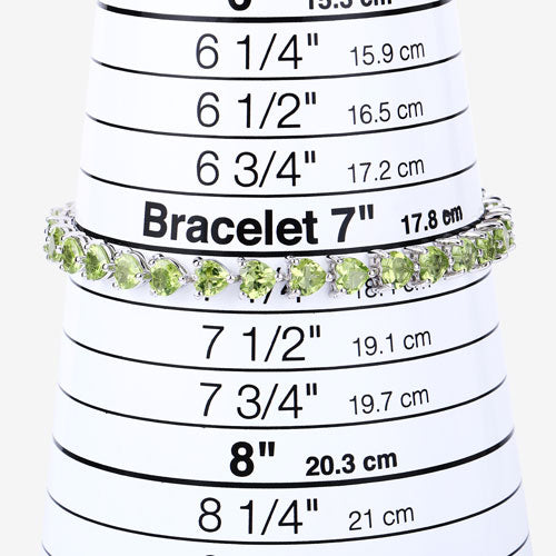 Genuine Peridot Heart Tennis Bracelet in .925 Sterling Silver — 13.64 ctw