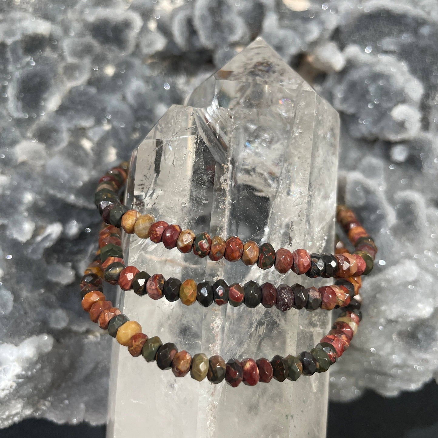 2-4 mm Gem Cut Mixed Jasper Bracelet - 1 bracelet