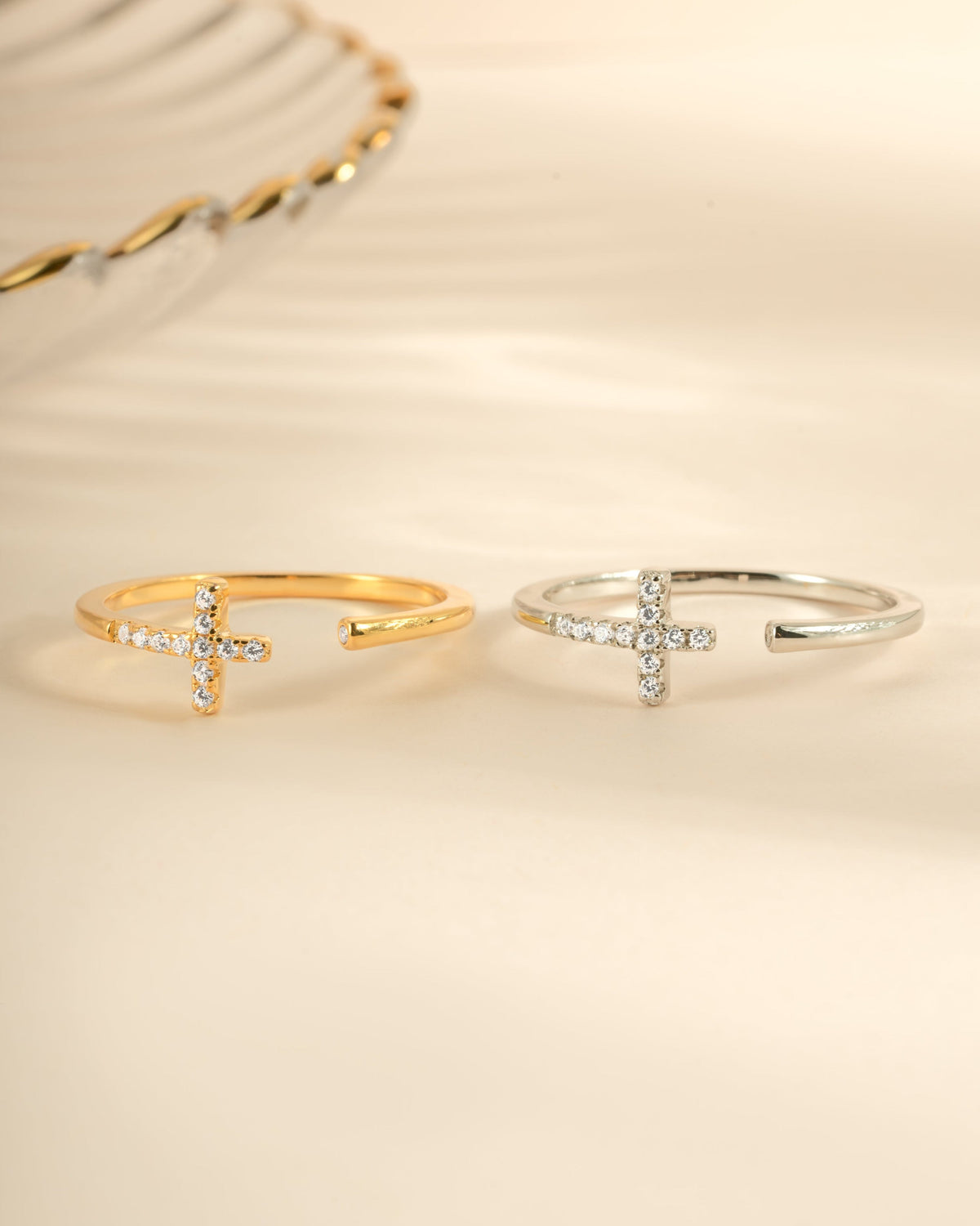 Sideways Cross Open Cuff Ring