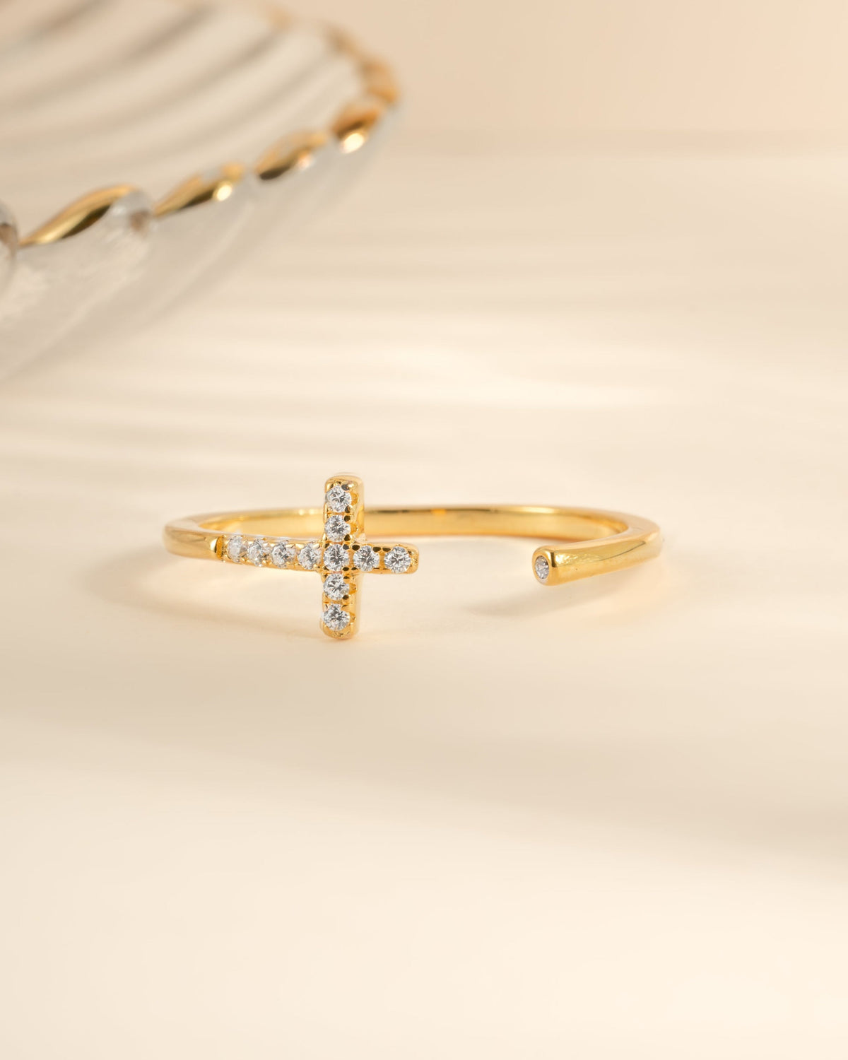 Sideways Cross Open Cuff Ring