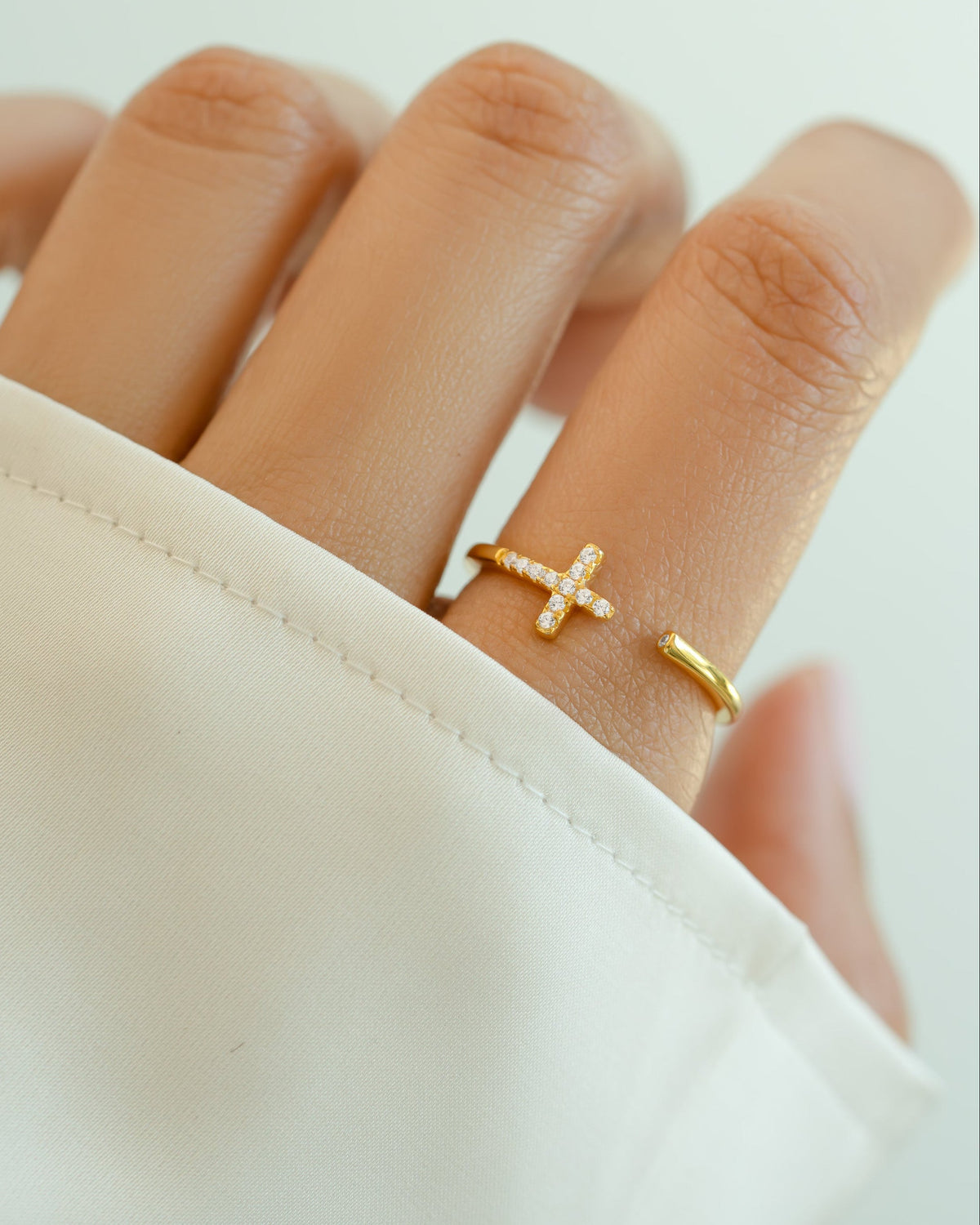 Sideways Cross Open Cuff Ring