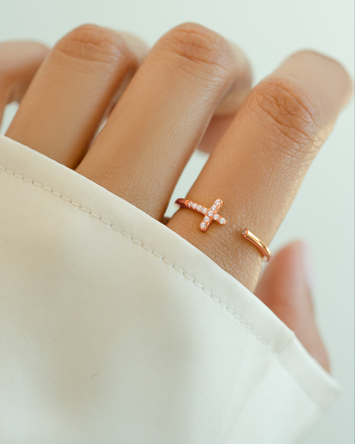 Sideways Cross Open Cuff Ring