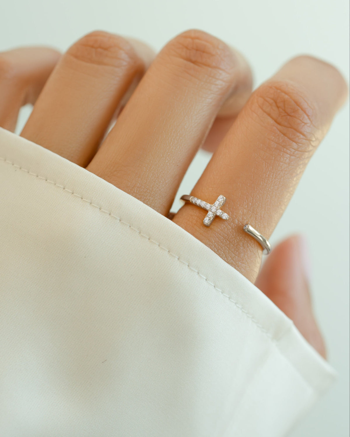 Sideways Cross Open Cuff Ring