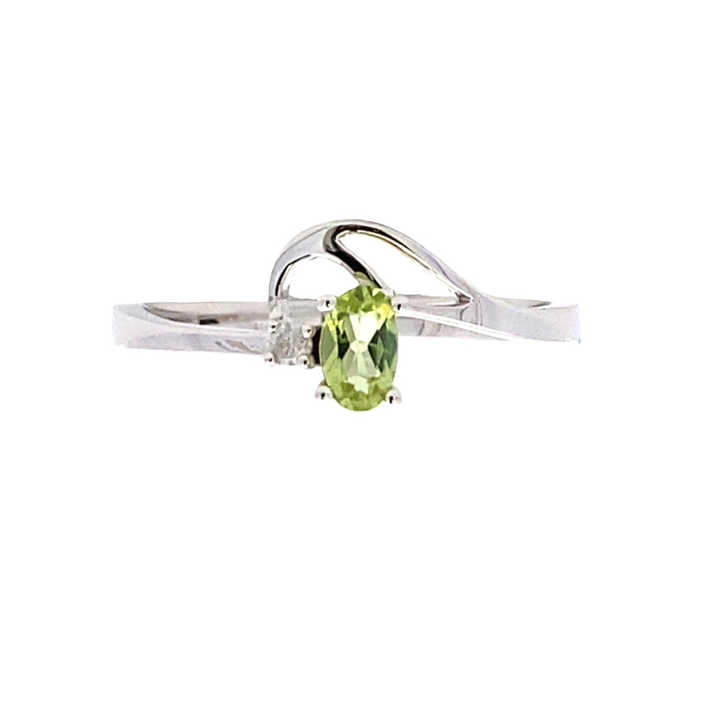Genuine Peridot & Diamond Fashion Ring in 10KT White Gold
