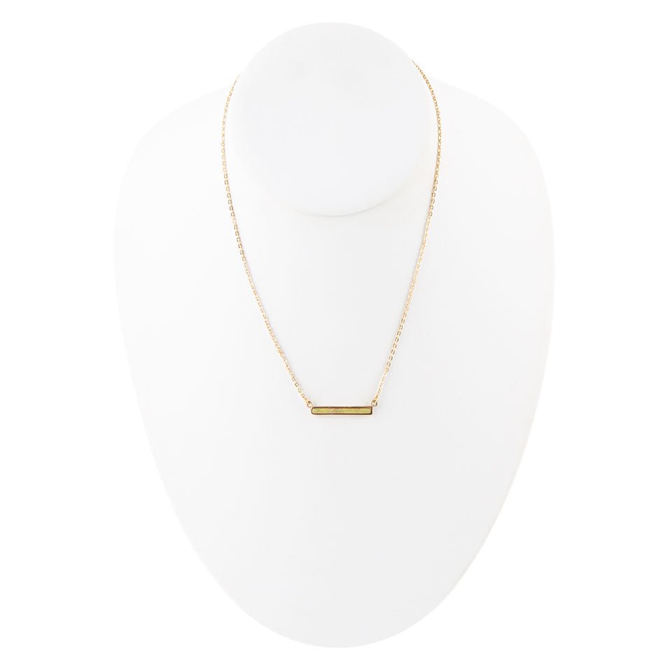 Dainty Green Aventurine Bar Necklace in Bronze