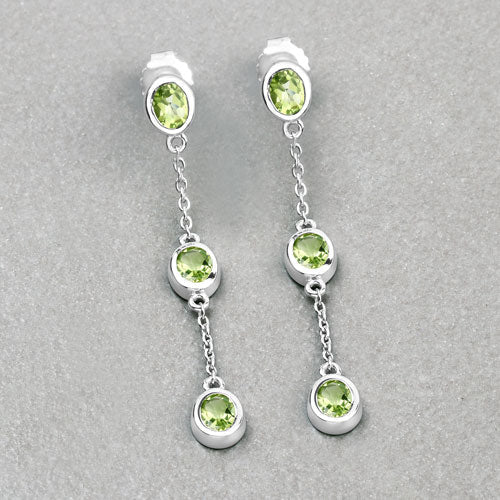 Genuine Peridot 'By The Yard' Earrings in .925 Sterling Silver — 2.10 ctw