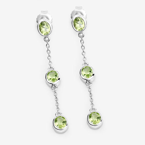 Genuine Peridot 'By The Yard' Earrings in .925 Sterling Silver — 2.10 ctw