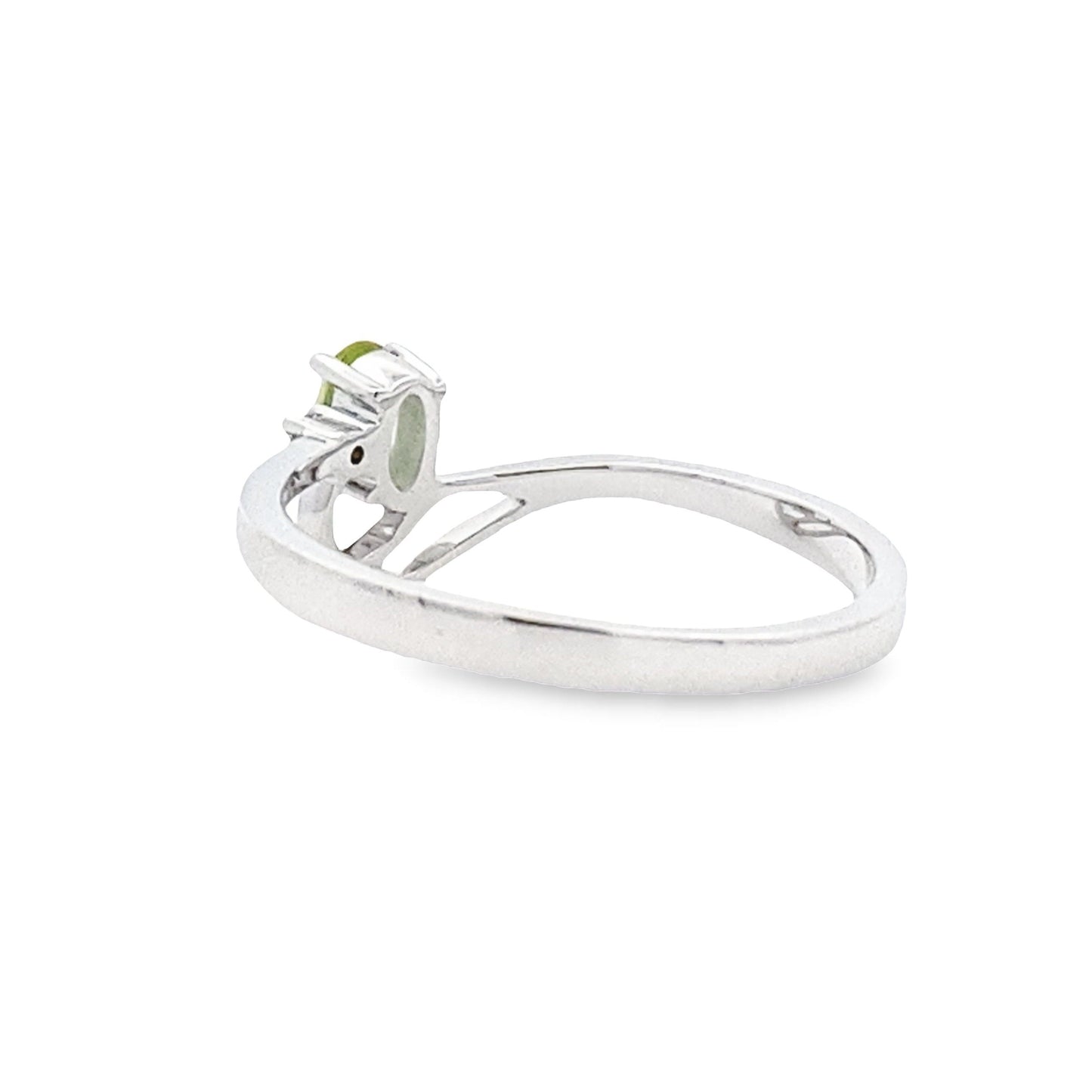 Genuine Peridot & Diamond Fashion Ring in 10KT White Gold