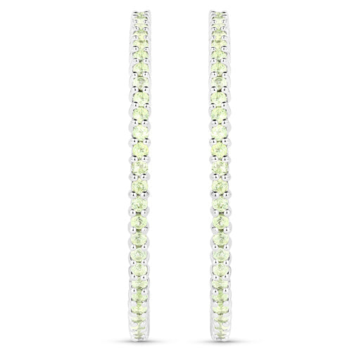 Genuine Peridot Dangle Earrings in .925 Sterling Silver — 3.50 ctw