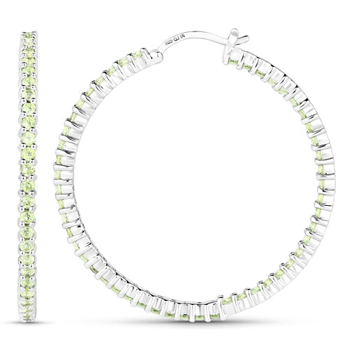 Genuine Peridot Dangle Earrings in .925 Sterling Silver — 3.50 ctw